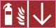 Feuerlöscher und Richtungspfeil unten - Feuerlöscher nach DIN EN ISO 7010 F001 - Farben nach ISO 3864-4:2011(E)