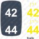 Sitzplatznummer 42 + 44Braille + Prismenschrift