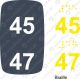 Sitzplatznummer 45 + 47Braille + Prismenschrift