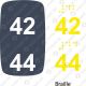 Sitzplatznummer 42 + 44Braille + Prismenschrift