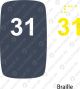 Sitzplatznummer 31Braille + Prismenschrift