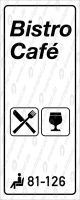Informationskartusche Bistro Cafe, Speisewagen, Weinglas