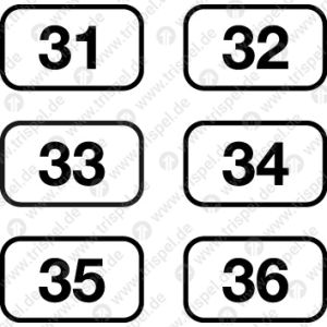 Platznummern 31 bis 36