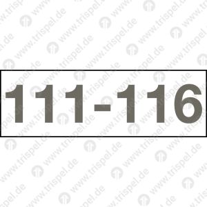 Platzbelegungstafel 111 bis 116