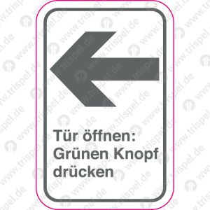Hinweis auf Türtaster (Pfeil nach links) -Piktogramm-