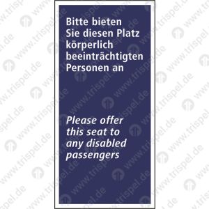 Bitte bieten Sie diesen Platz körperlich beeinträchtigten Personen an2-sprachig, D, EProjekt: VBB