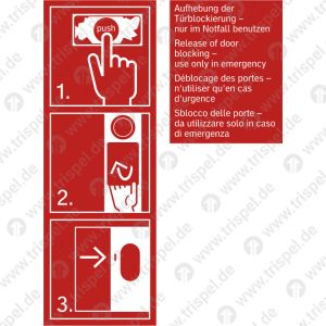 Aufhebung der Türblockierung - nur im Notfall benutzen - 4-sprachig: D, E, F, Ifür Stadler KISS