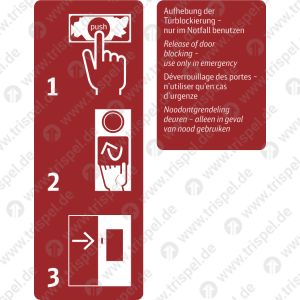 Aufhebung der Türblockierung - nur im Notfall benutzen - 4-sprachig D, E, F, NL