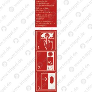 Aufhebung der Türblockierung - nur im Notfall benutzen - 4-sprachig: D, E, F, I