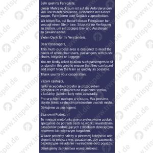 Mehrzweckraum, Sehr geehrte Fahrgäste dieser Mehrzweckraum... -4-sprachig, D, E, CZ, PL