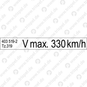 ICE 3 Vmax. 330 km/h, mit fortlaufender Wagennummer (Einsystem)Wg-Nr.: 403519-2Tz319