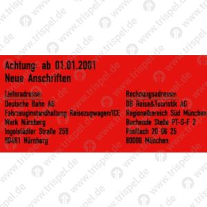 Achtung: ab 01.01.2001 Neue Anschrift.....