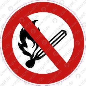 Feuer, offenes Licht und Rauchen verboten