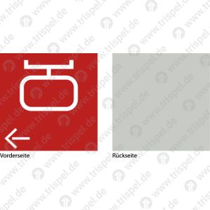 Notbremse, Pfeil nach links weisend, doppelseitig, Vorderseite Notbremse, Rückseite lichtgrau RAL 7035