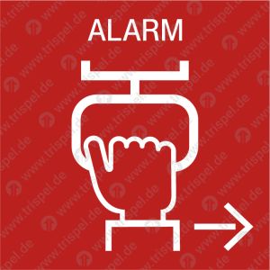 Notbremse, Alarm, Pfeil nach rechts weisend (nachleuchtend)