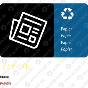 Abfallbehälter für Papier mit Text - 4-sprachig D, E, F, NL