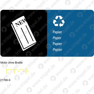 Abfallbehälter für Papier mit Text - 4-sprachig D, E, F, NL
