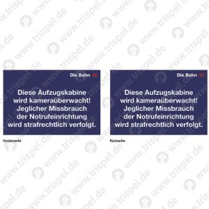 Diese Aufzugskabine wird Kameraüberwacht!(doppelseitig)
