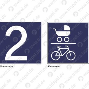 Klassenzahl 2 (Sichtseite) - Kinderwagen/Fahrrad (Klebeseite), doppelseitig