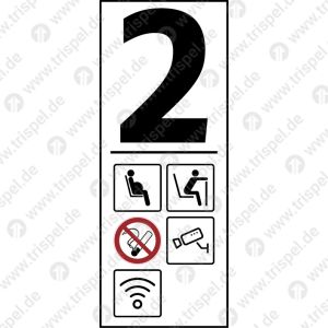 Infofeld 2. Klasse Schwangere, Alte Person, Nichtraucher, Kameraüberwacht, WLANFormat:Einzelpiktogramme 100 x 100 mm