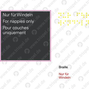 Nur für Windeln - 3-sprachig - D, E, F (Anbringung im WC Bereich)