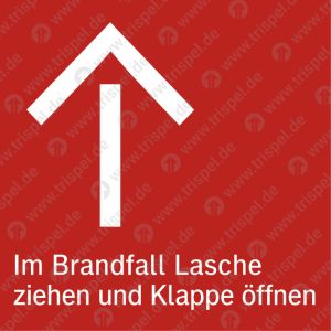 Im Brandfall Lascheziehen und Klappe öffnen