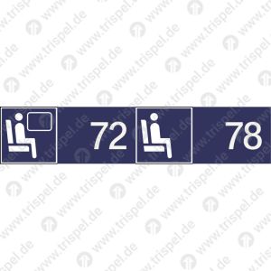 Sitzplatzreservierung (vordere Ziffer Fensterplatz 72- hintere Ziffer Gangplatz 78) nebeneinander