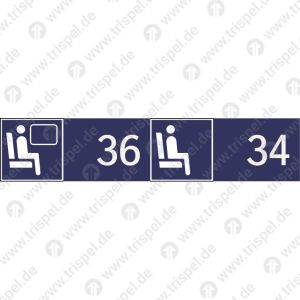 Sitzplatzreservierung (vordere Ziffer Fensterplatz 36 - hintere Ziffer Gangplatz 34 ) nebeneinander
