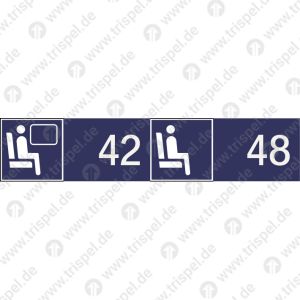 Sitzplatzreservierung (vordere Ziffer Fensterplatz 42 - hintere Ziffer Gangplatz 48 ) nebeneinander