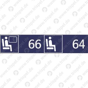 Sitzplatzreservierung (vordere Ziffer Fensterplatz 66- hintere Ziffer Gangplatz 64 ) nebeneinander