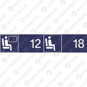 Sitzplatzreservierung (vordere Ziffer Fensterplatz 12 - hintere Ziffer Gangplatz 18) nebeneinander