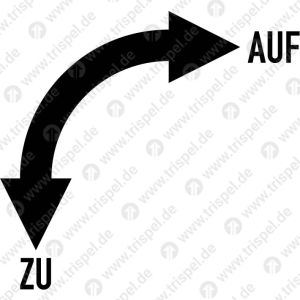 Auf / Zu mit Pfeil -links-Radius aussen: 38 mm innen: 30 mmKreisdurchmesser: aussen 76 mm innen 60 mm