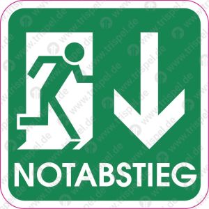 Fluchtweg, Pfeil nach unten,NOTABSTIEG(nachleuchtend)