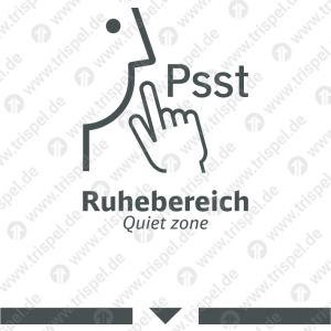 Ruhebereich mit Zusatz „Psst“Quiet zonemit MontagehilfeICE 1 Redesign