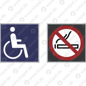Internationales Rollstuhlzeichen bzw. Körperbehinderte aller Art (Vorderseite)Nichtraucher (Rückseite)