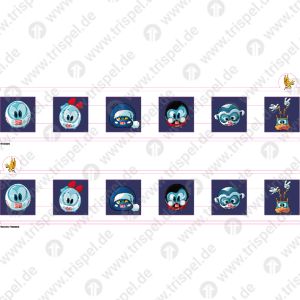 Sicherheitsstreifen / Durchlaufschutz„kleiner ICE“Kleinkind/Familie 6 Quadrate, 6 Symboledoppelseitig Einsatz Stadler KISS