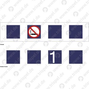 Sicherheitsstreifen / Durchlaufschutz - inkl. Rauchverbot / RS Klassenzahl 14 Quadrate, 1 Symbol jeweilsdoppelseitig ICE 1 Redesign
