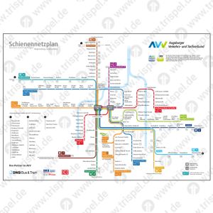 Schienennetzplan Augsburger Verkehrs- und Tarifverbund