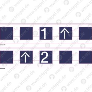 Sicherheitsstreifen auf Türen links-VS: 1.Klasse u. Richtungspfeil obenRS: Richtungspfeil oben u. 2. Klassedoppelseitig-