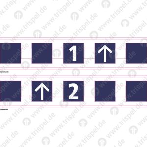 Sicherheitsstreifen auf Türen links-VS: 1.Klasse u. Richtungspfeil obenRS: Richtungspfeil oben u. 2. Klassedoppelseitig-