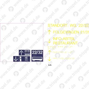 BLS-Beschriftung STANDORT: WG. 22/32FOLGEWAGEN 21/31Prismen- u. Brailleschrift
