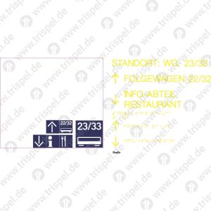 BLS-Beschriftung STANDORT: WG. 23/33FOLGEWAGEN 22/32Prismen- u. Brailleschrift
