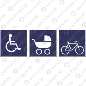 internationales Rollstuhlzeichen / Kinderwagen / Fahrrad Kombipiktogramm