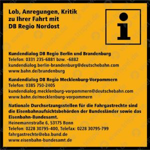 Lob, Anregungen, KritikKundendialog DB Regio Berlin und Kontakdaten EBAProjekt: VBB