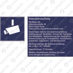 Kamera & Videoüberwachung DB Regio AGVolkmannstraße 3806112 Halle/Saaledatenschutz.regio@deutschebahn.comSpeicherdauer: 72 StundenUmsetzung nach DSGVO