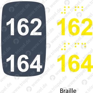 Sitzplatznummer 162 + 164Braille + Prismenschrift