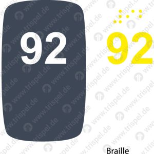 Sitzplatznummer 92 Braille + Prismenschrift