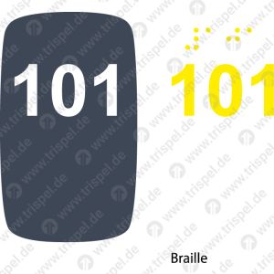 Sitzplatznummer 101Braille + Prismenschrift