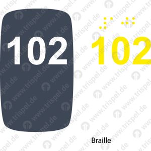 Sitzplatznummer 102Braille + Prismenschrift