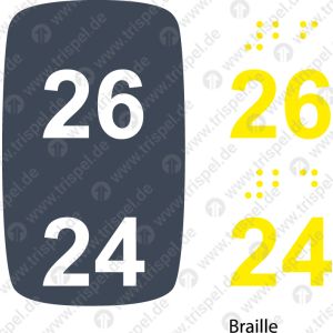 Sitzplatznummer 26 + 24Braille + Prismenschrift